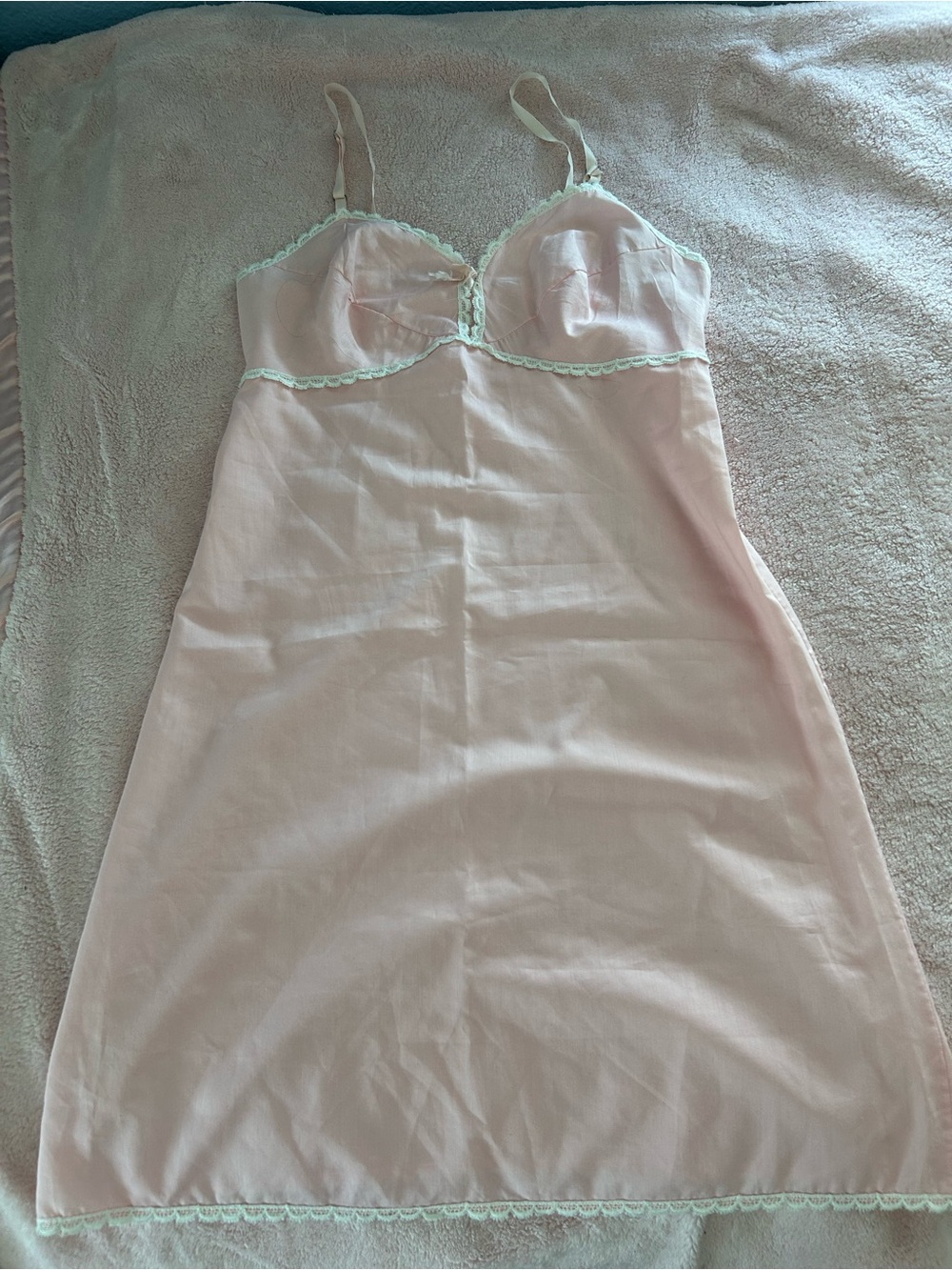 Vintage Pink Lace-Trim Slip Dress
